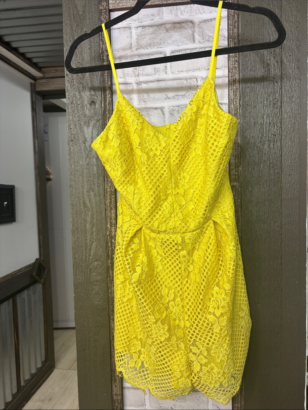 Gianni Bini Bright Yellow Lace Mini Romper